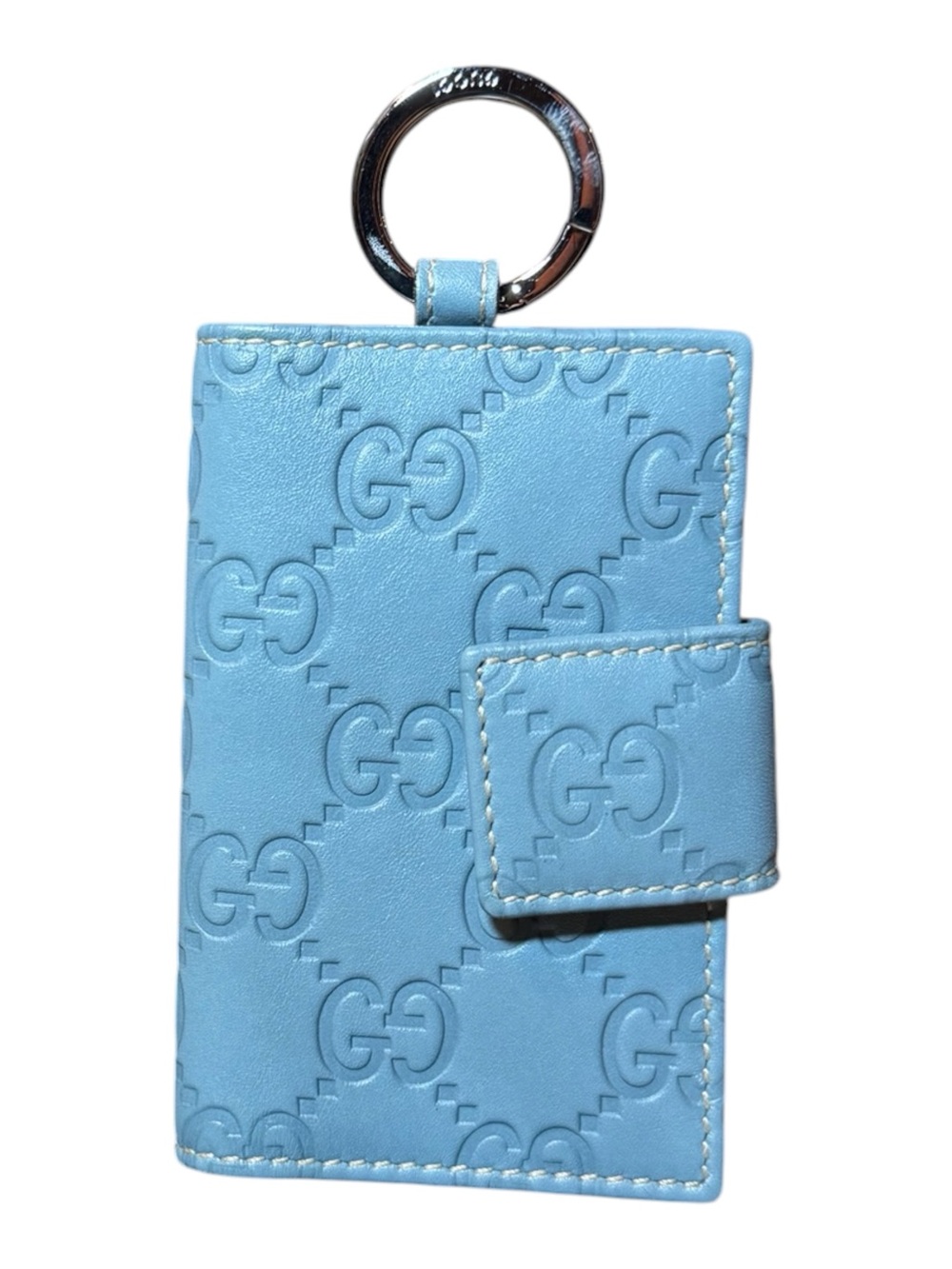 Gucci Signature Blue Leather Key Case Wallet New With Care Card